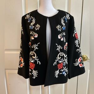 Tahari Black Embroidered Blazer